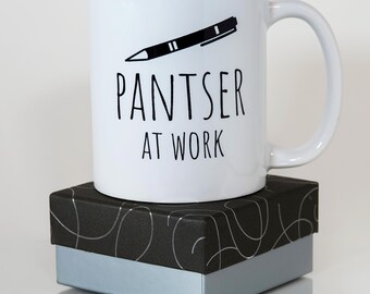 Funny Pantser Coffee Mug for Writers, Fiction Author Gift, Ceramic Homeware, Gift for Screenwriter, Writing Community, Work in Progress, WIP