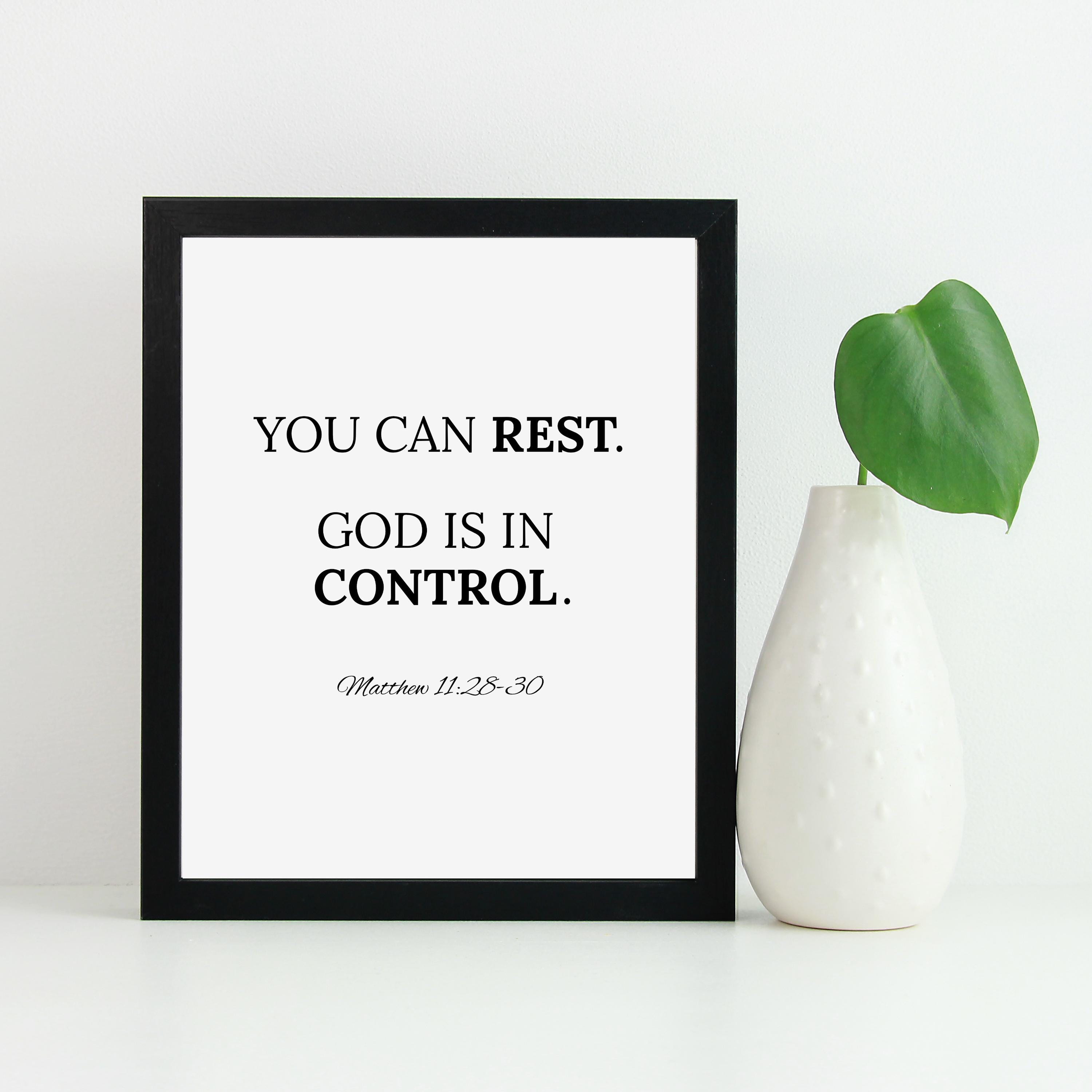 God is in Control Christian Wall Art, Come to Me All Who Are Weary off ...