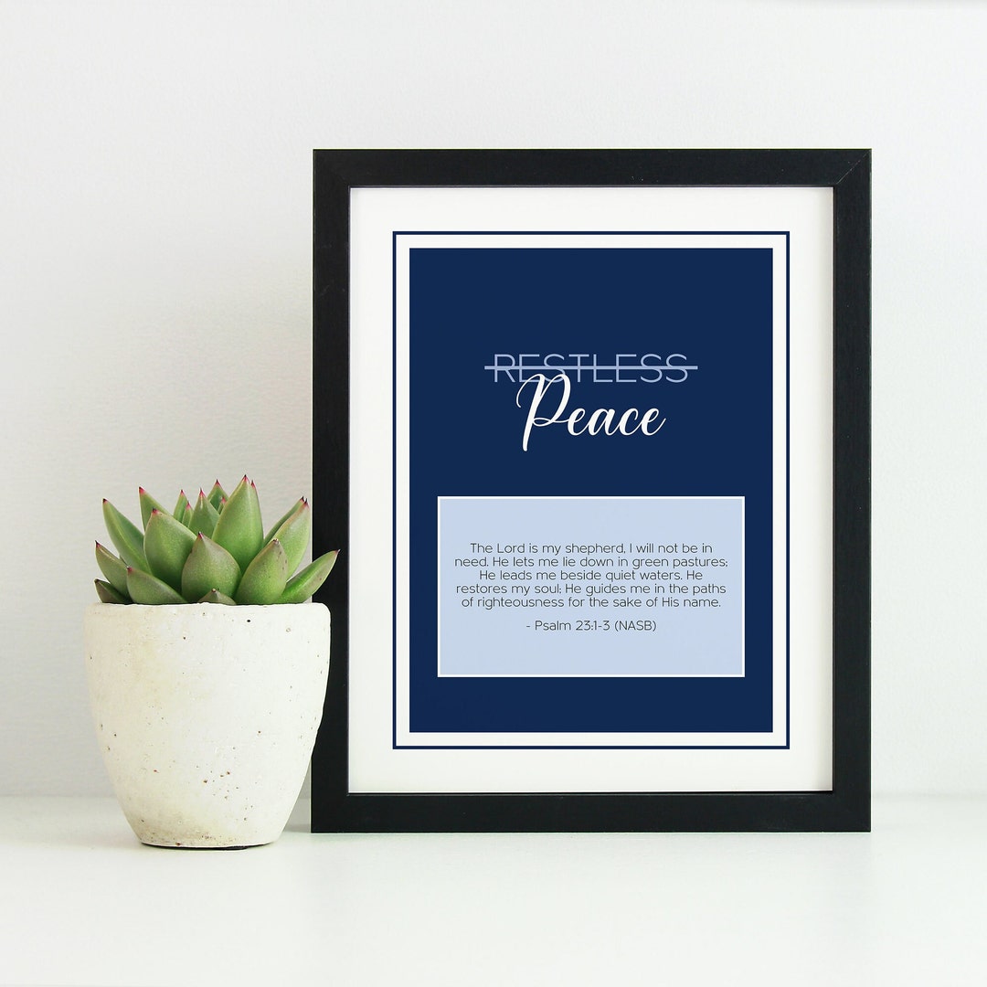 Psalm 23 Navy Blue Bible Verse Wall Art Printable Scripture - Etsy