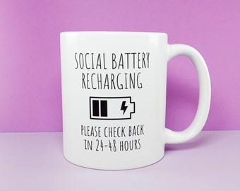 Funny Introvert Coffee Mug, Homebody Ceramic Cup, Coffee Lover Homeware, Unique Mothers Day Gift Ideas, Social Battery, Antisocial Club