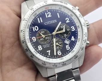 ヴィンテージ シチズン クロノグラフ ウォッチ - ブルー ダイヤル