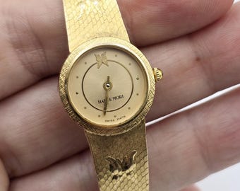 Vintage &#39;The Hanae Mori Butterfly Watch from The Franklin Mint Gold Plated Ladies Watch