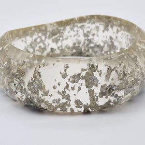 Vintage Clear Lucite Bangle with Silver Flakes