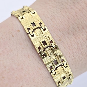 Bracelet ancien texturé Kordes et Lichtenfels K&L en or laminé 14 carats