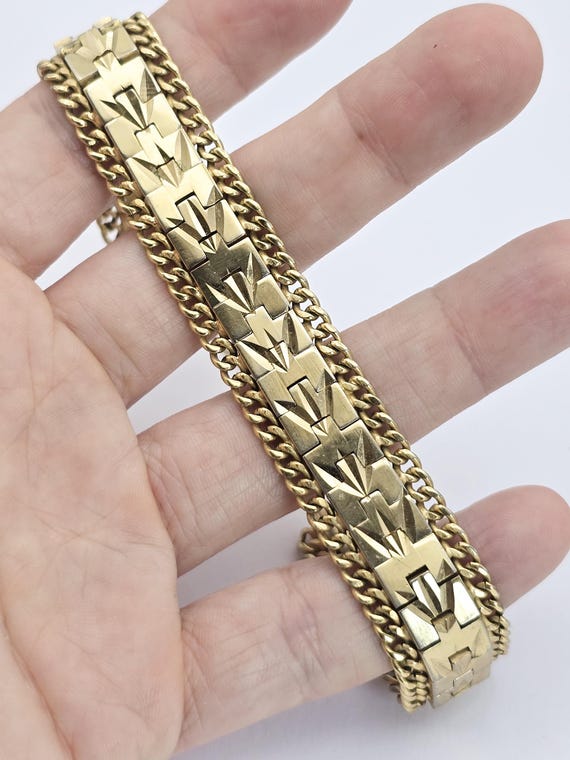 アクセサリー 60s GeometricBar Design Bracelet vintage Vintage Gold Plated Articulated Textured Bracelet Circa 1960s - Etsy