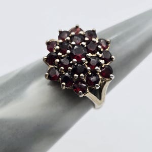 Beautiful Vintage Czech Gilt Silver & Bohemian Garnet Ring Size L