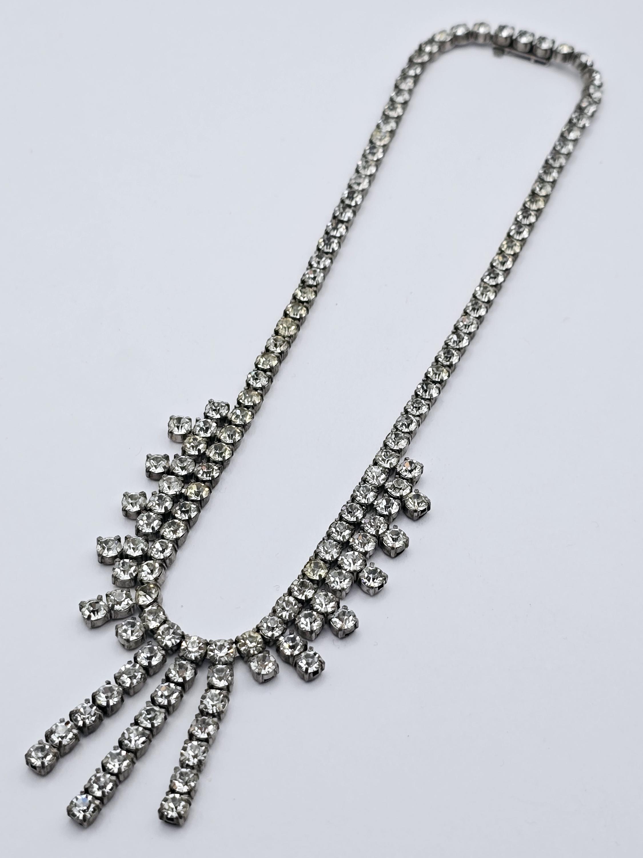 Rare Pure Art Deco Antique Sterling Silver Diamante Paste Rhinestone ...