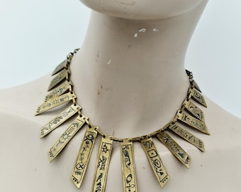 Vintage Messing Ägyptischen Revival Choker Stil Bib Halskette