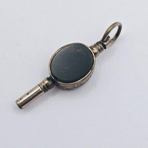 Antique Victorian Gold Filled Cased Blood Stone Foil Backed Orange Stone Watch Key