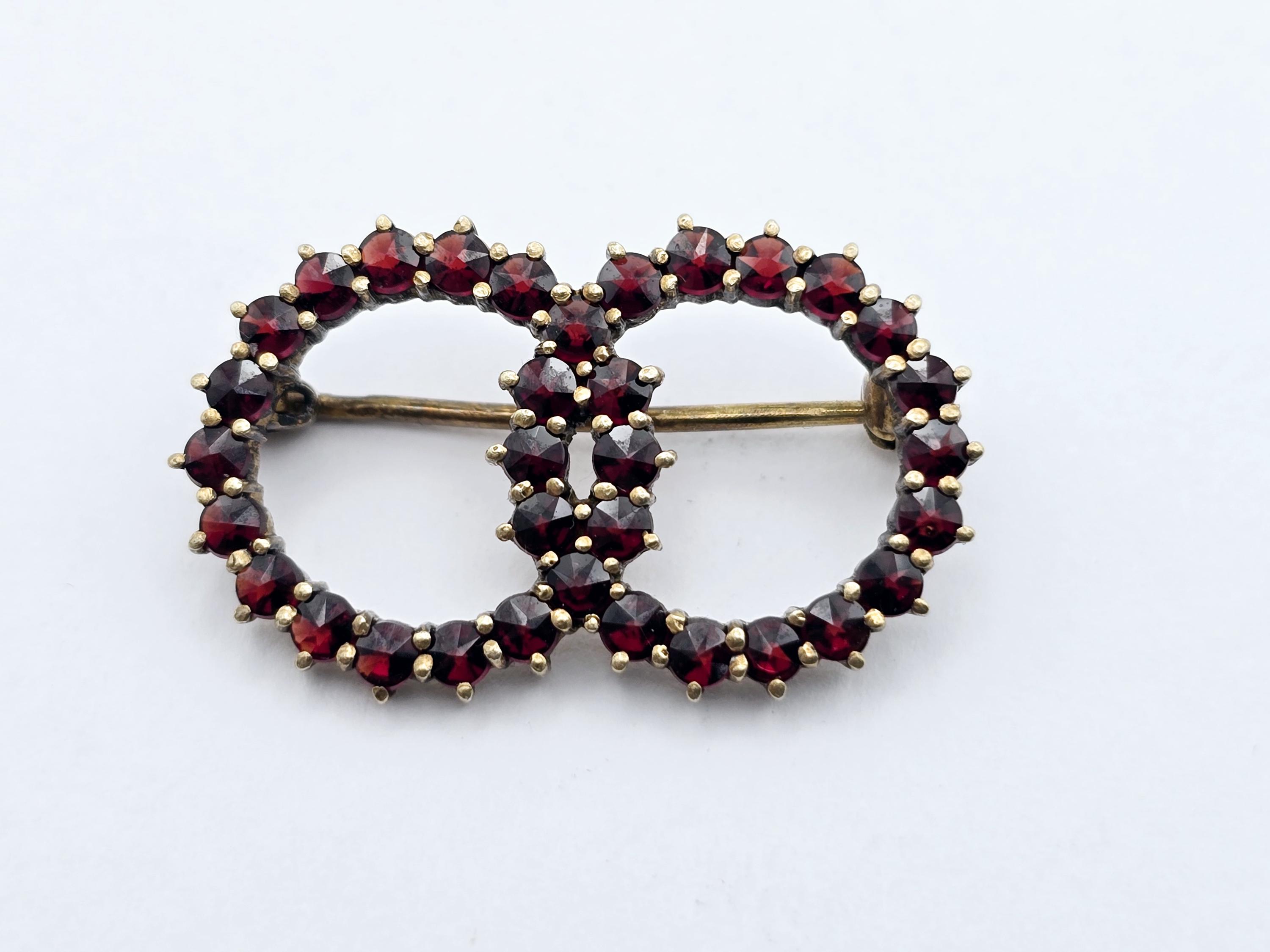 アンティークチェコボヘミアンガーネットゴールドギルトシルバー900