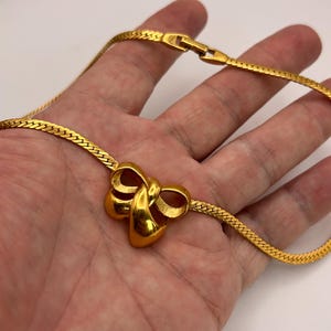 Vintage 1980s Nina Ricki Vergoldete Schleifen-Choker Halskette Signiert