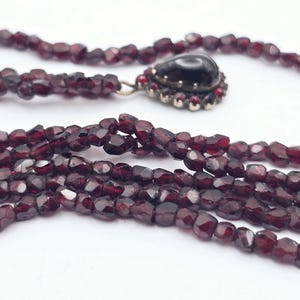 Antique Victorian Faceted Garnet Double Strand Necklace & Pendant with 18ct Yellow Gold Clasp