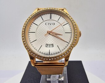 Skagen SKW2113 28mm Rose Gold Tone Quartz Watch Crystal Bezel Working Skagen SKW2113 28mm Rose Gold Tone Quartz Watch Crystal  main image 2