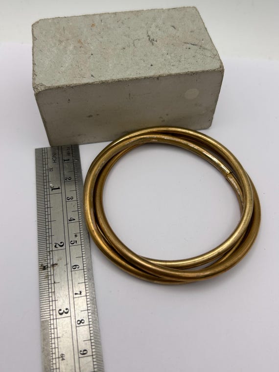 Vintage Interlocking Triple Brass Bangles - image 4