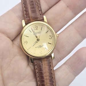 Vintage Ascot Unisex Quartz Wristwatch Genuine Leather Strap