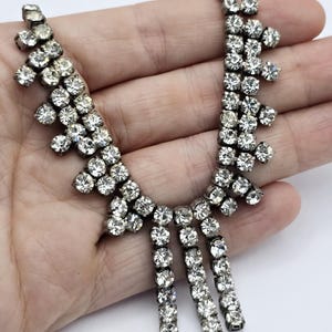 Rare Pure Art Deco Antique Sterling Silver Diamante Paste Rhinestone Necklace
