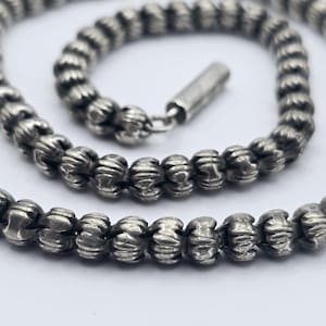 Antique Victorian Silver Textured Ball Link Chain