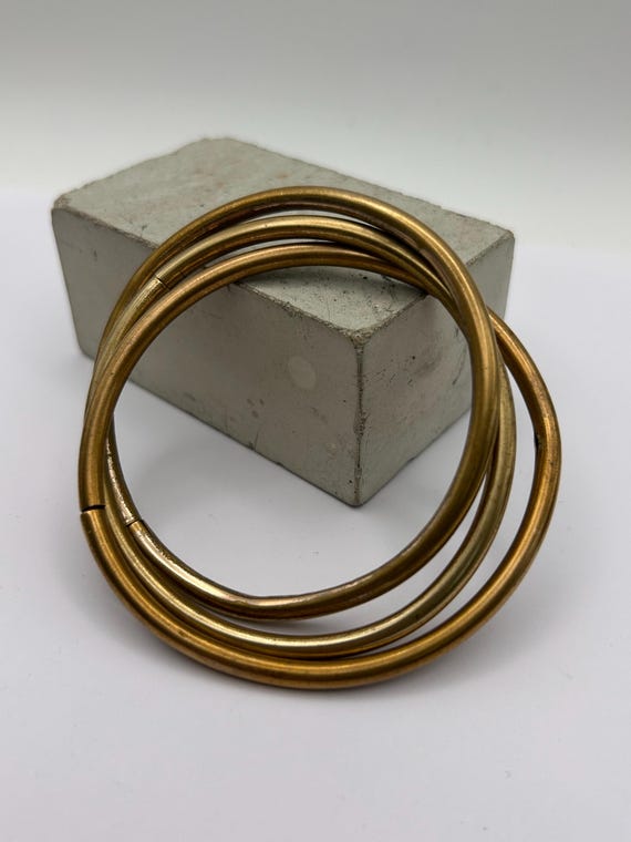 Vintage Interlocking Triple Brass Bangles - image 3