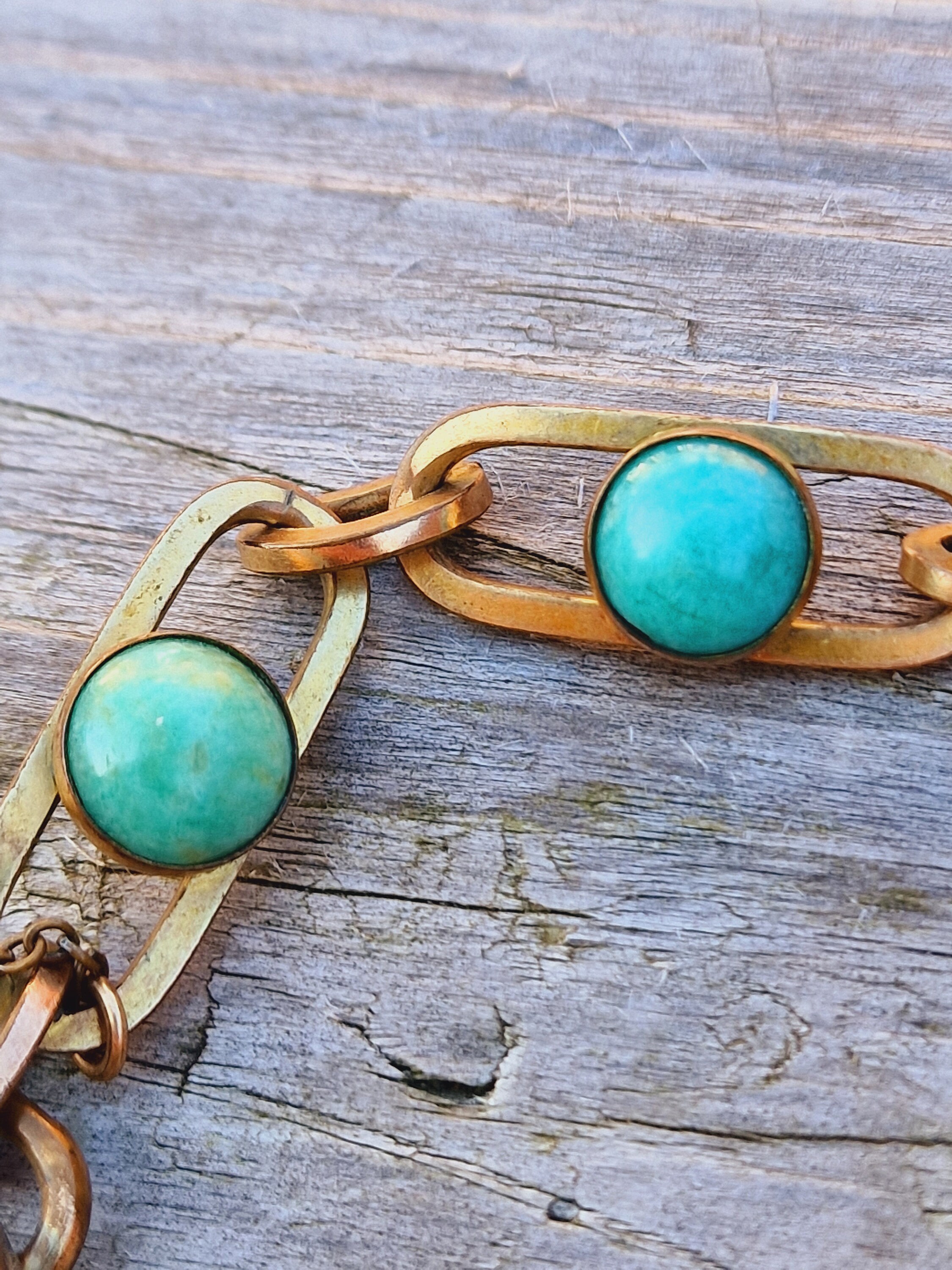 Bracelet Vintage Art Déco Années 1930 - Cabochon En Verre, Doré, Début XXe Siècle