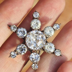 Victorian Sterling Silver Star Foiled Paste Brooch by Stainton Brothers