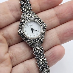 Vintage Style Sterling Silver and Marcasite Ladies Quartz Watch