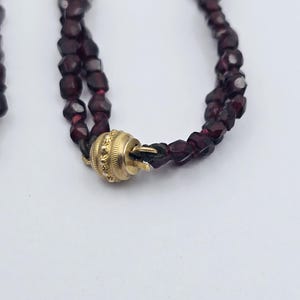 Antique Victorian Faceted Garnet Double Strand Necklace & Pendant with 18ct Yellow Gold Clasp