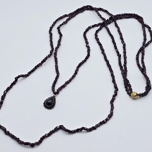 Antique Victorian Faceted Garnet Double Strand Necklace & Pendant with 18ct Yellow Gold Clasp