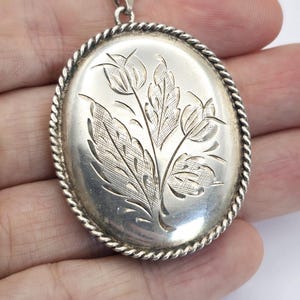 Vintage Heavy Victorian Style Birmingham Hallmark 1976 Sterling Silver Locket Pendant