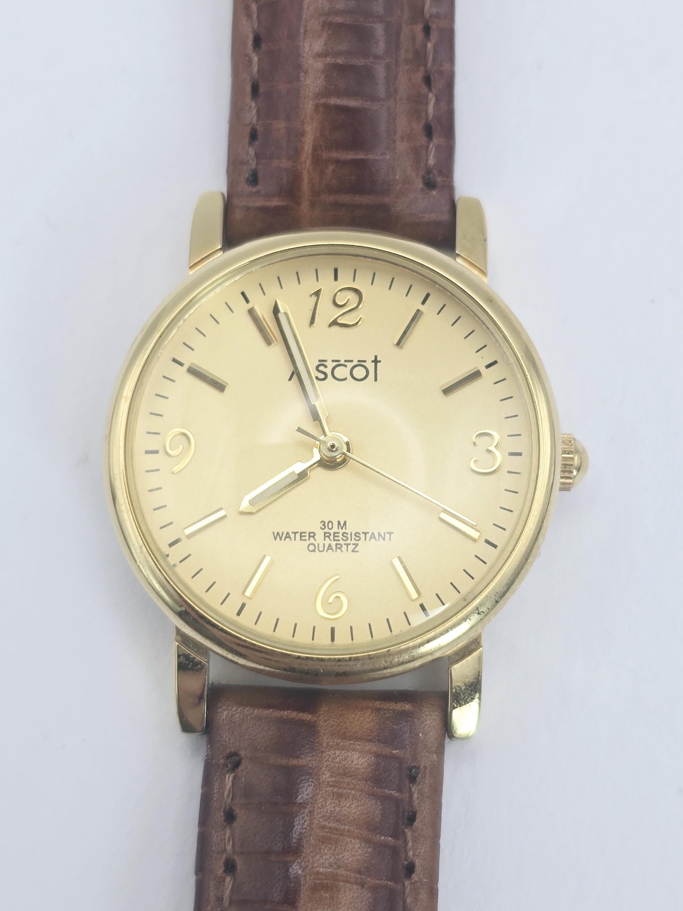 Rare NC State Brown Leather Strap Quartz Watch with Gold-Tone Accents Vintage Caprice Quartz Watch, Brown Leather Bracelet (AS IS  main image 3