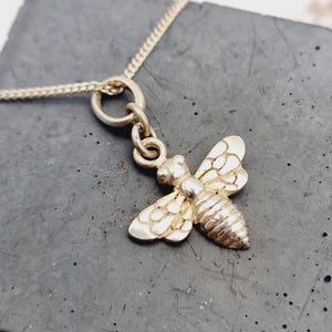 Vintage Sterling Silver Bee Pendant Charm and Necklace