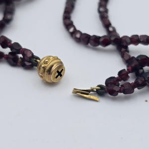 Antique Victorian Faceted Garnet Double Strand Necklace & Pendant with 18ct Yellow Gold Clasp