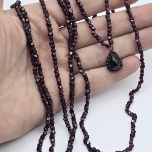 Antique Victorian Faceted Garnet Double Strand Necklace & Pendant with 18ct Yellow Gold Clasp