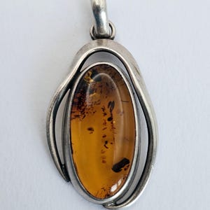 Vintage Sterling Silver and Baltic Amber Pendant