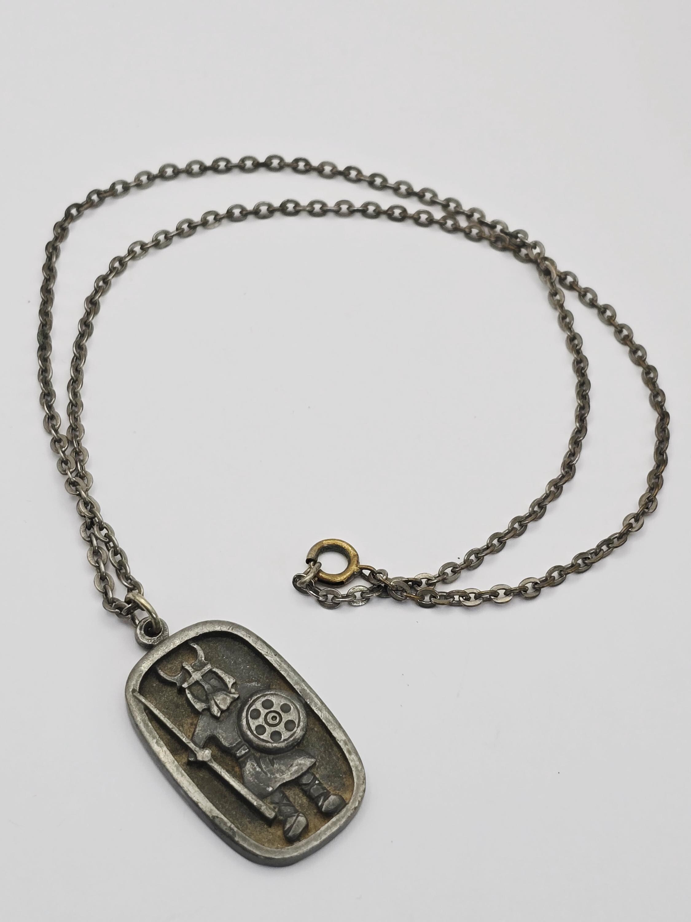 Vintage Jorgen Jenson Viking Pewter Pendant and Chain 337 Denmark