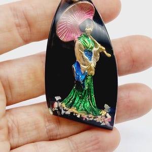 Vintage Japanese Geisha Girl Plastic Pendant