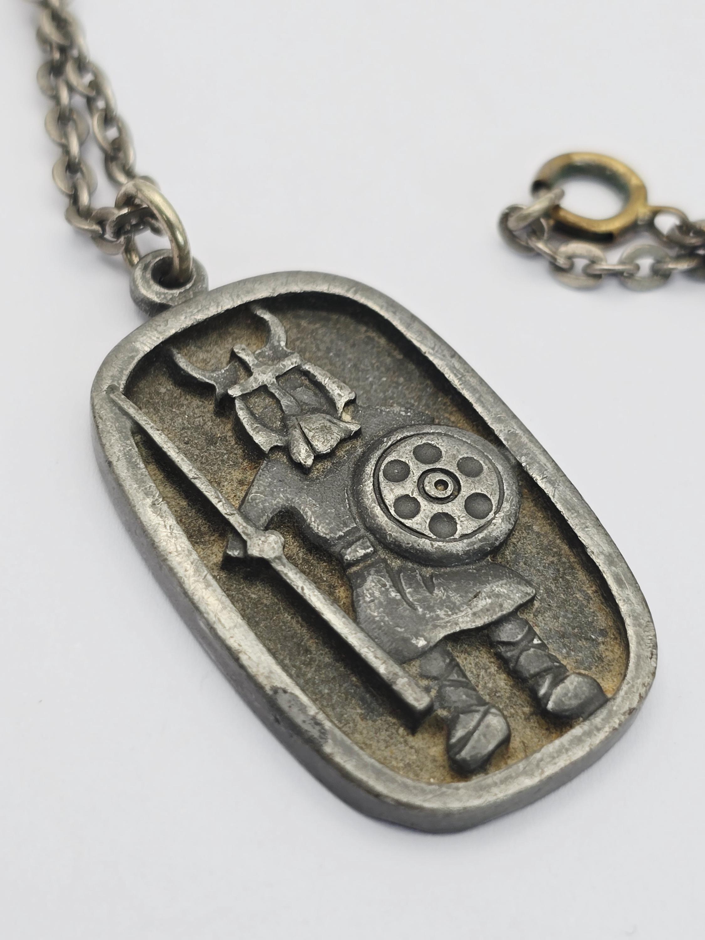 Vintage Jorgen Jenson Viking Pewter Pendant and Chain 337 Denmark