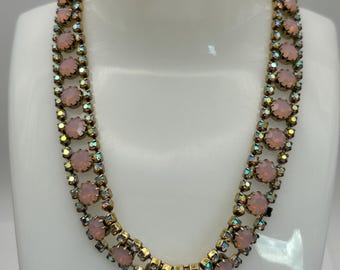 Gargantilla vintage con diamantes de imitación de aurora boreal rosa