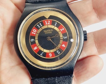 Vintage Swatch Watch James Bond 007 Licence to Kill 1989 Watch Roulette Wheel