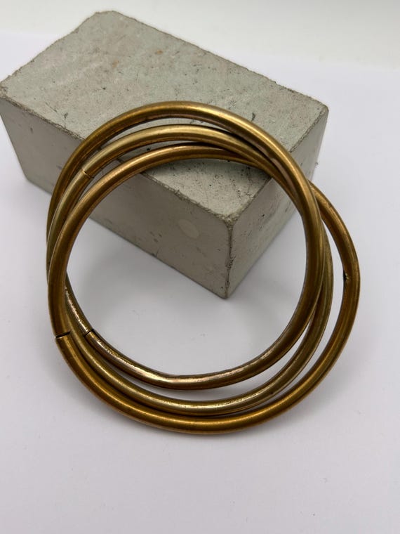Vintage Interlocking Triple Brass Bangles - image 2