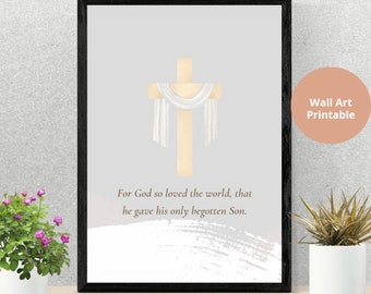 Christian printable wall decor, bible verse, digital product, wall art, wall decor, printable, christian wall art, digital download print