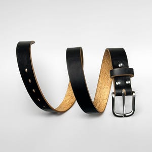 Ceinture en cuir pour homme - Noir, pleine fleur faite main, cadeau pour lui, ceinture décontractée et habillée