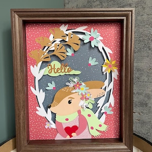 Multicouche lapin coeur, shadow box 3D SVG naissance, superposition papier découpé chambre bébé, svg lapin 3D, cadeau naissance hello svg