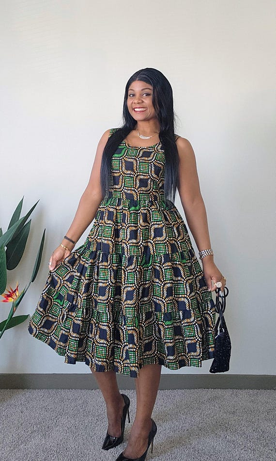 green and black plus size dress African | Ankara green dress | African print dress | Ankara dress 8.0