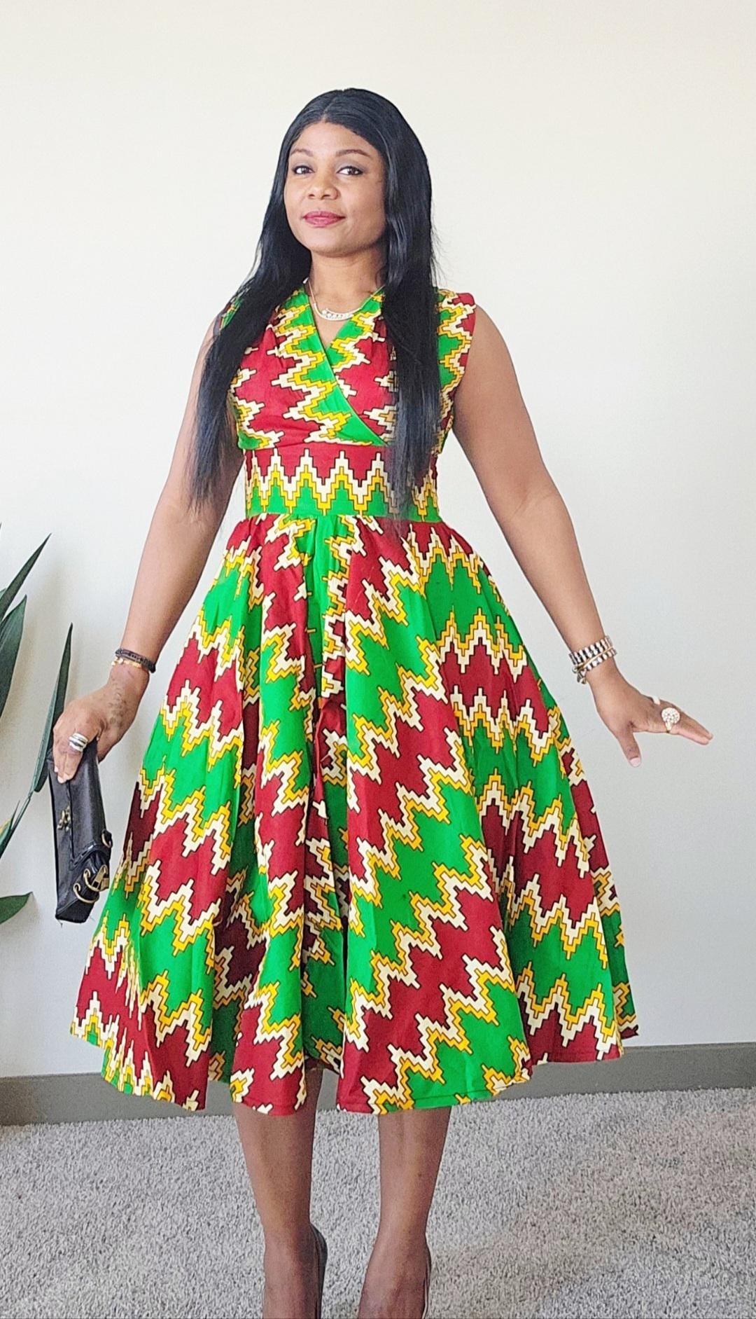 emerald green wedding guest dress plus size Kikoy African Dress main image 0