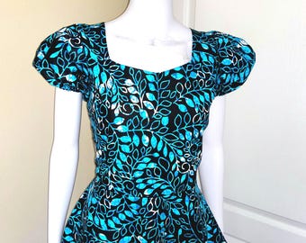 African print blue midi dress | Ankara midi dress