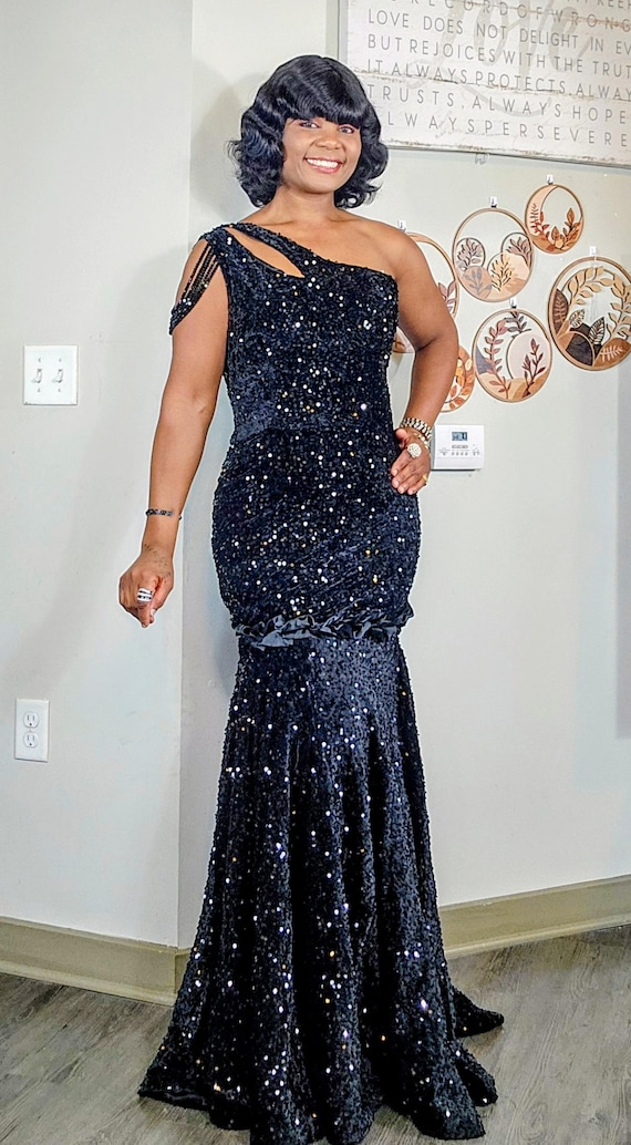 African Black formal dress | African Black elegant formal dress | African sequins dress | African mermaid dress