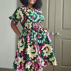 African print green dress | Ankara green dress | African print short dress | Ankara short dress