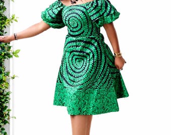 Ankara grünes Kleid | Afrikanisches formales Grünkleid | Afrikanisches plus Größe Kleid | Afrikanisches formelles grünes Kleid