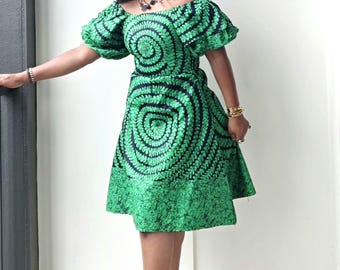 Zielona sukienka Ankara | Afrykańska formalna zielona sukienka | Afrykańska sukienka plus size | Afrykańska formalna zielona sukienka