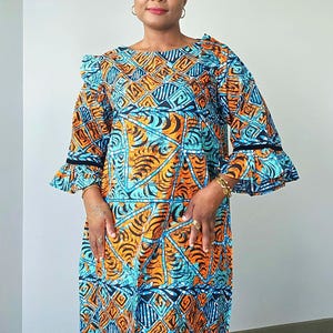 African print short dress: Ankara short dress (loosefit)